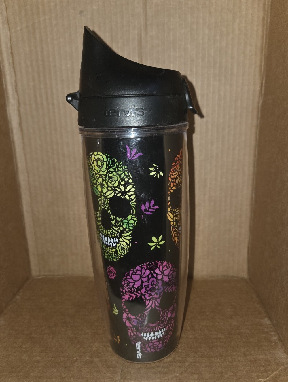 Tervis Sugar Skull Flip Top Travel Tumbler 24 oz